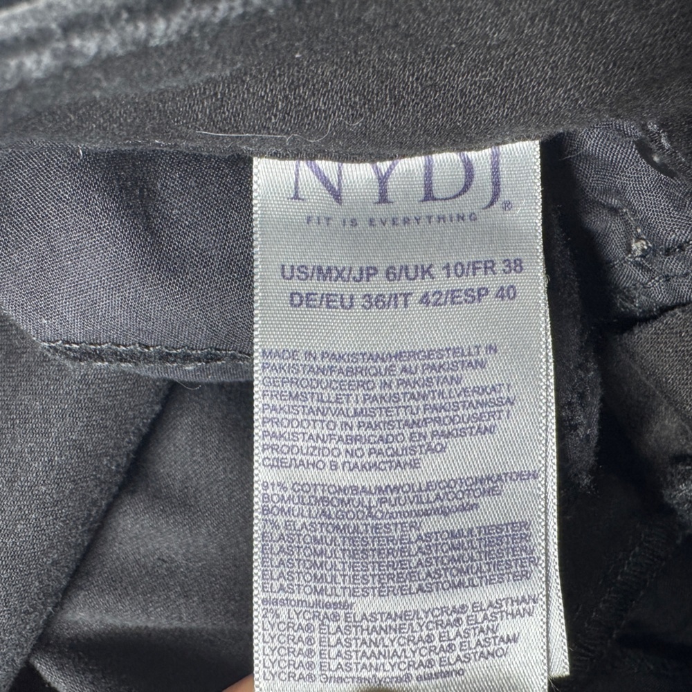 NYDJ Sheri Slim Black Lift Tuck Zip Fly Stretch Denim Jeans Size 6 - Picture 15 of 16